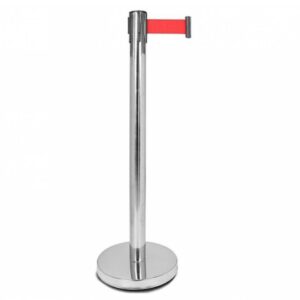 Stainless Steel Queue Barrier Post with Retractable Tape
