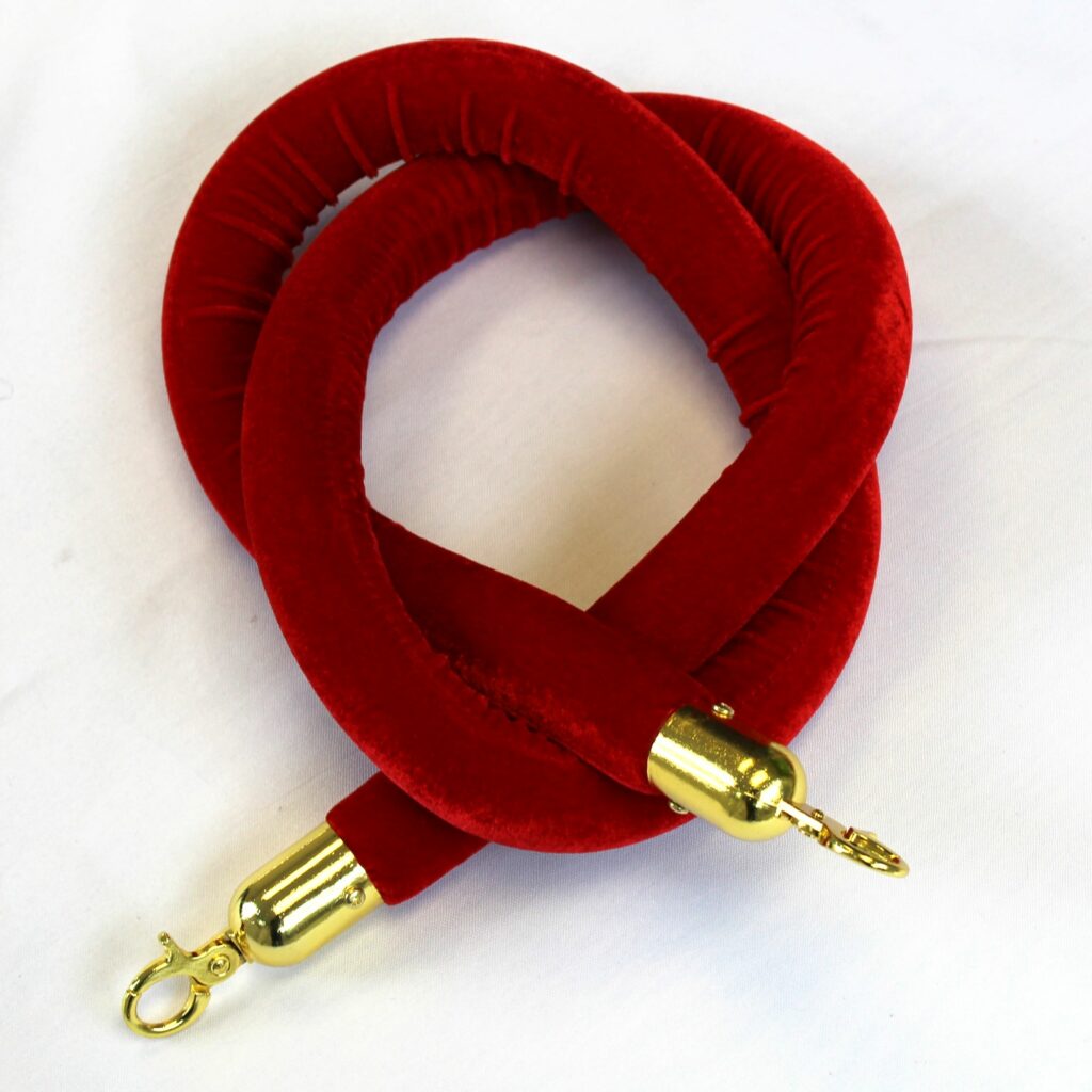 Red Rope Barrier System - 1.5m - Gold Ends