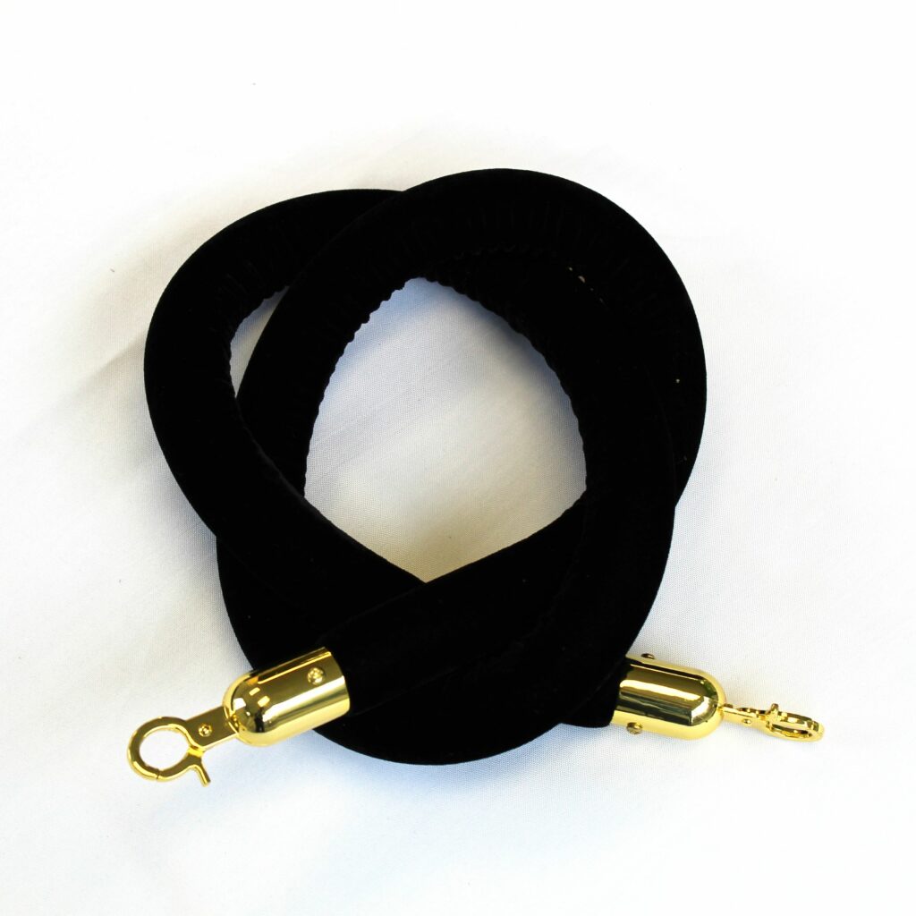 Black Rope Barrier System - 1.5m - Gold Ends