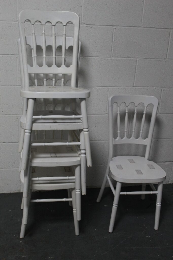 Wooden Banqueting Chair Job Lot (qty 95) - White - No Pad - Grade B