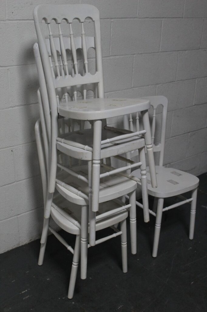 Wooden Banqueting Chair Job Lot (qty 95) - White - No Pad - Grade B