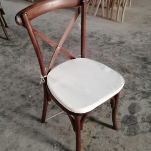 Oak Wood Cross Back Chair with Ivory Tie Cushion - (50% Deposit Option)